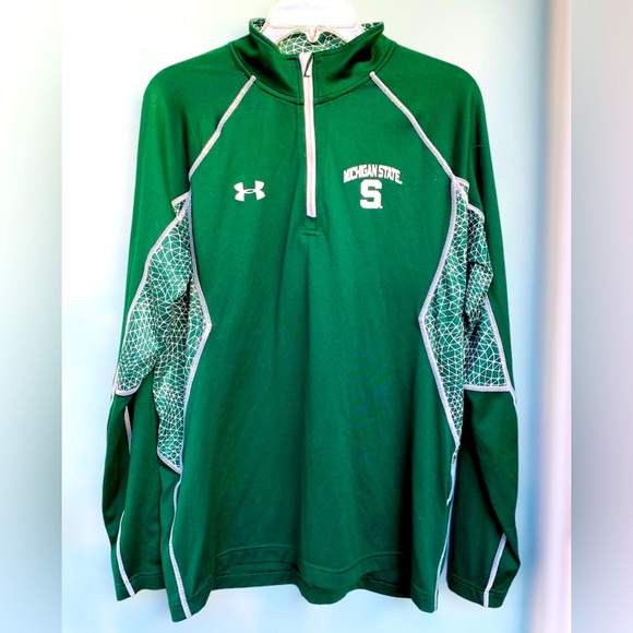Men’s Michigan State Under Armour Heatgear 1/4 Zip Long Sleeve Pullover | Sz Med - Picture 5 of 12
